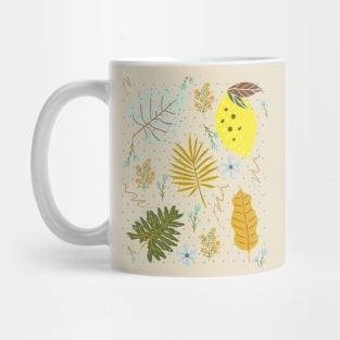 Organic Polka Dot Tropical Lemon Leaves Mug